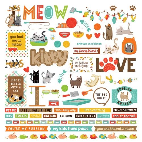 CAT NIP Stickers 12"X12"-Elements