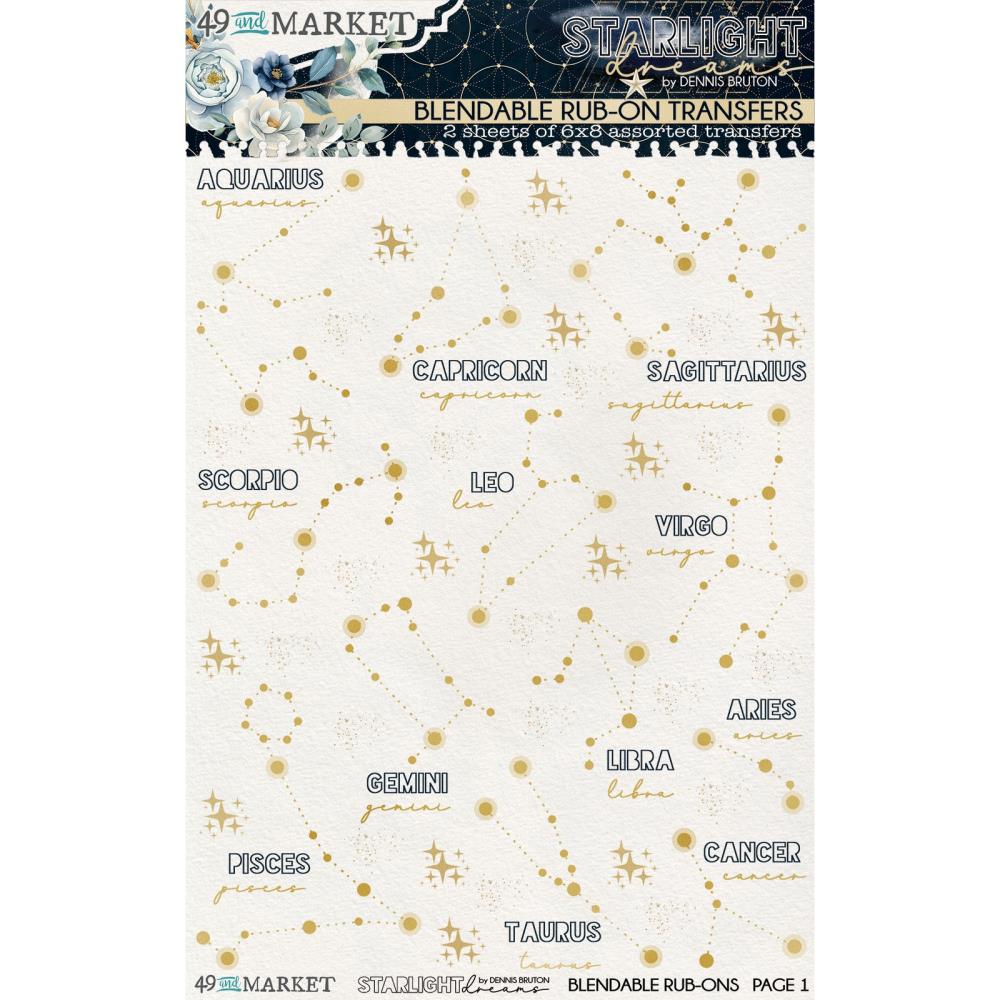 Rub-On Transfer Set "6"X8" -Starlight Dreams Constellation