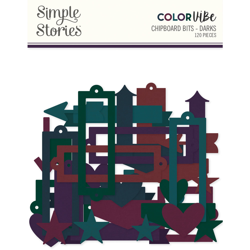 Simple Stories - Color Vibe Chipboard Bits - Dark
