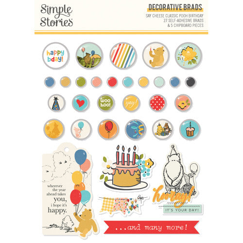 Say Cheese Classic Pooh Birthday - Decorative Brads