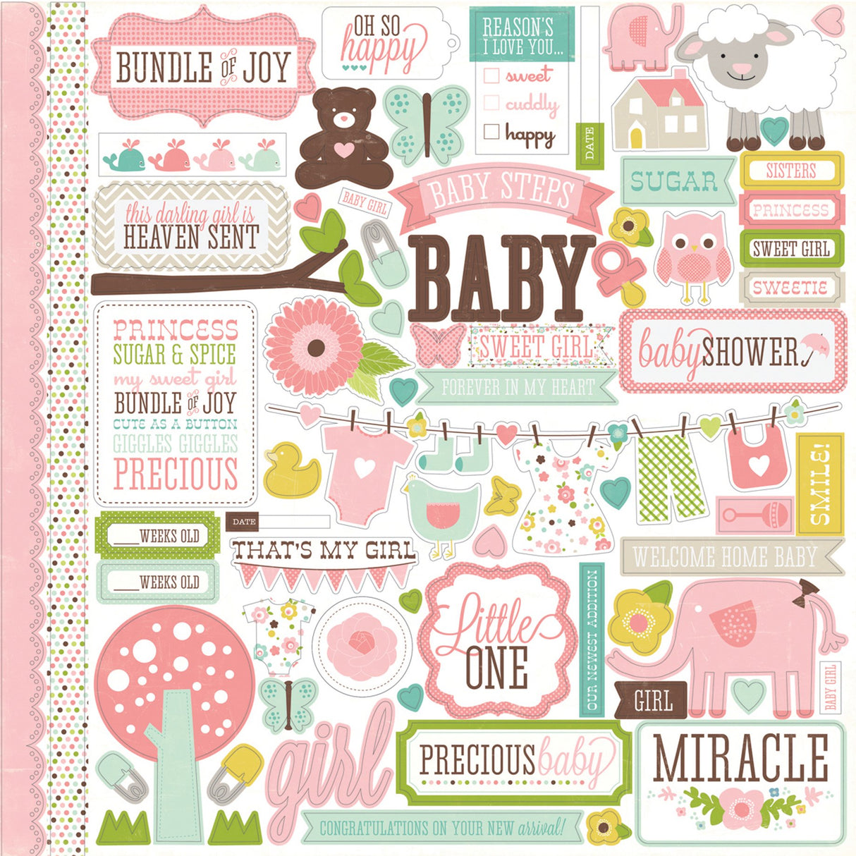 Bundle Of Joy Girl Collection: Cardstock Stickers