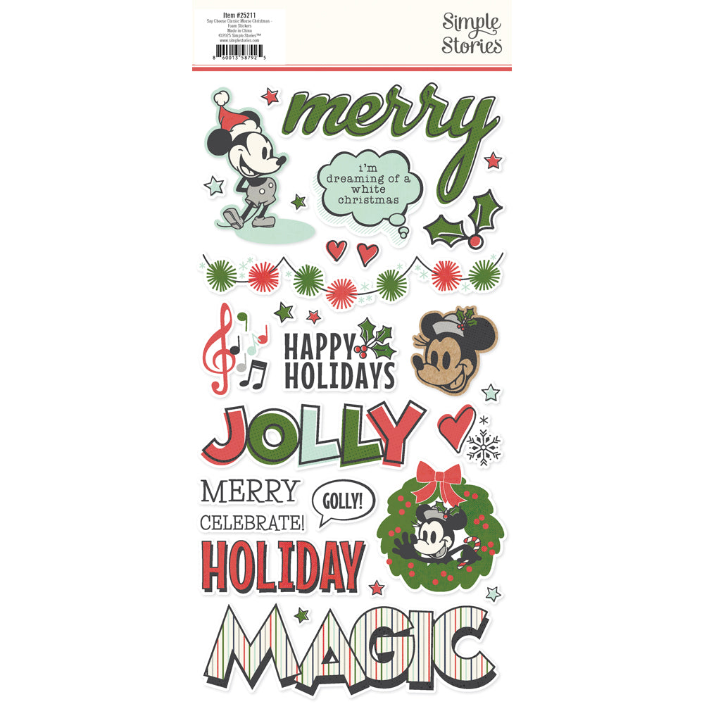 Say Cheese Classic Mouse Christmas - Foam Stickers