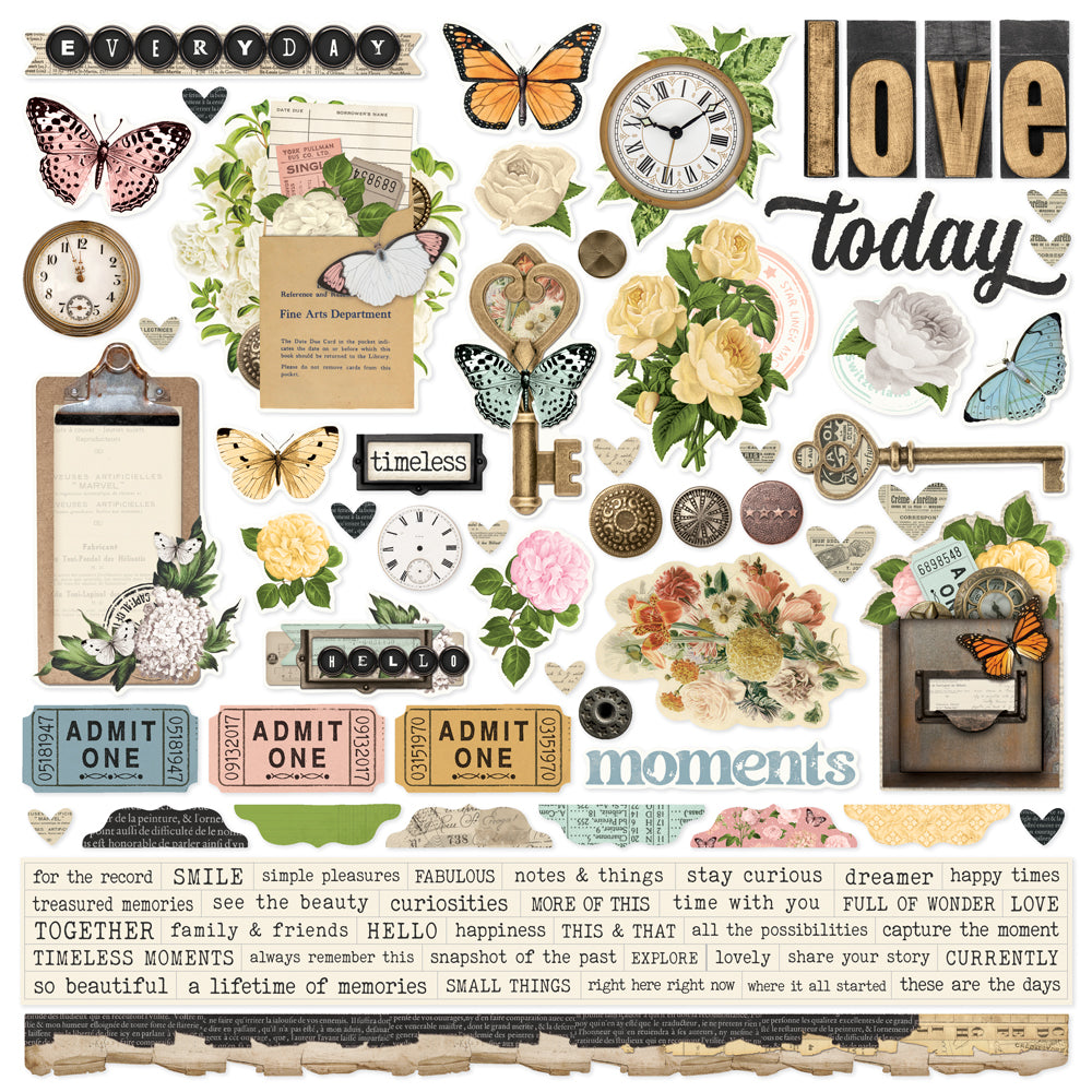 Simple Vintage Junk Drawer Cardstock Stickers