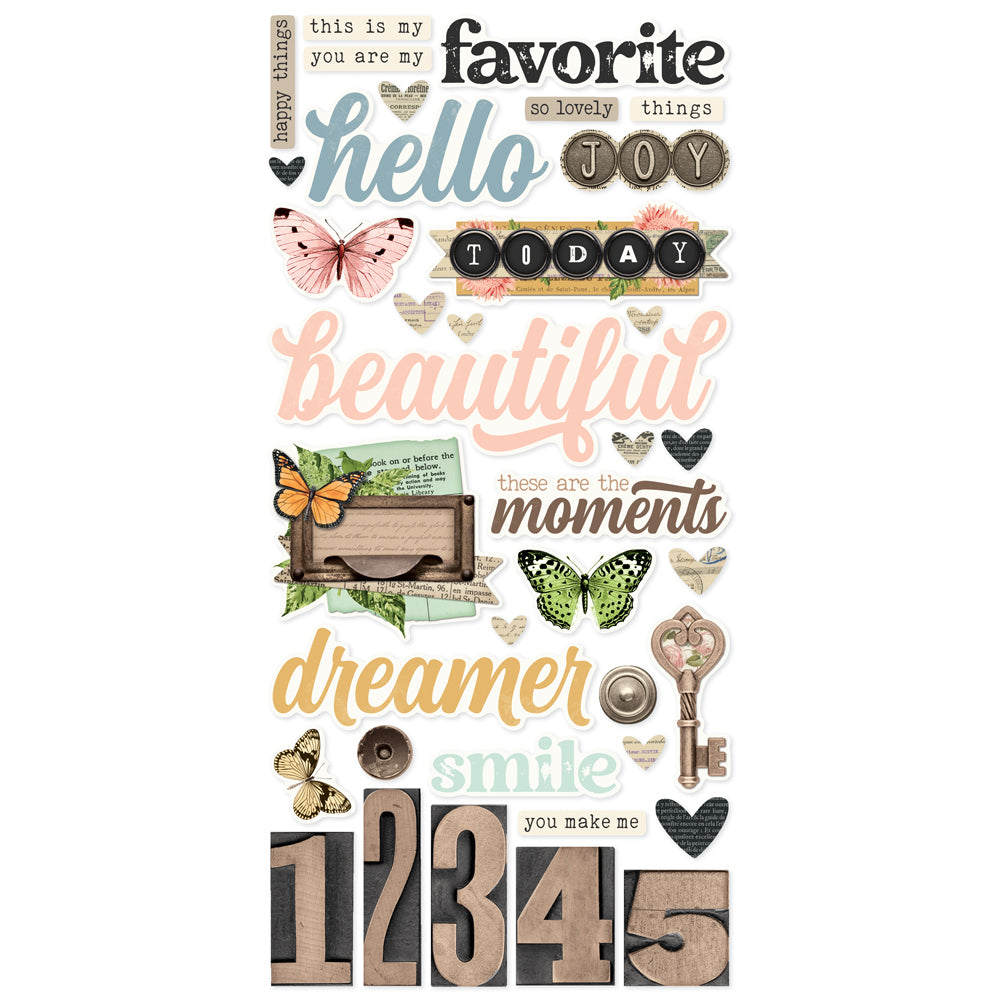 Simple Vintage Junk Drawer Foam Stickers