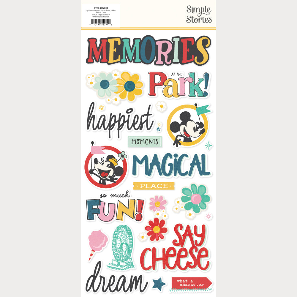 Say Cheese Happiest Place - Foam Stickers