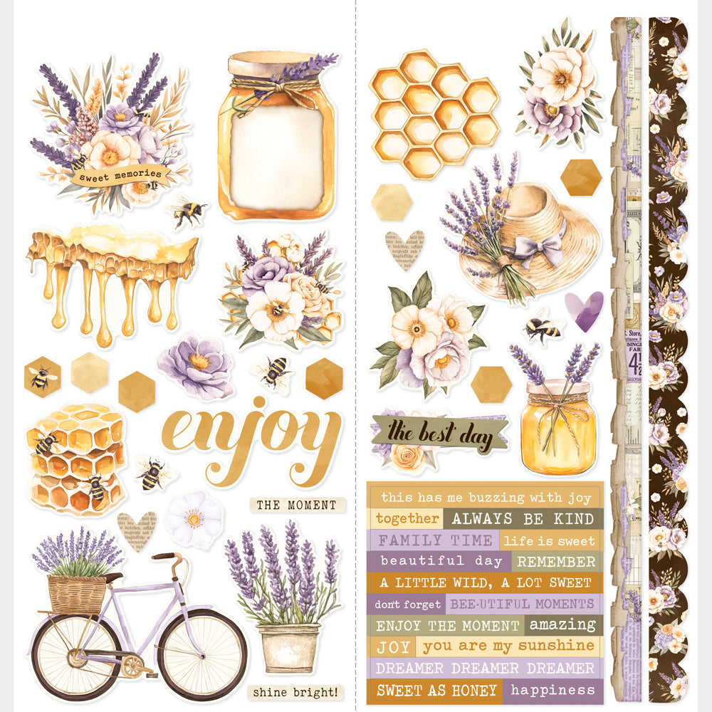 Simple Vintage Lavender Fields - Cardstock Stickers Icons