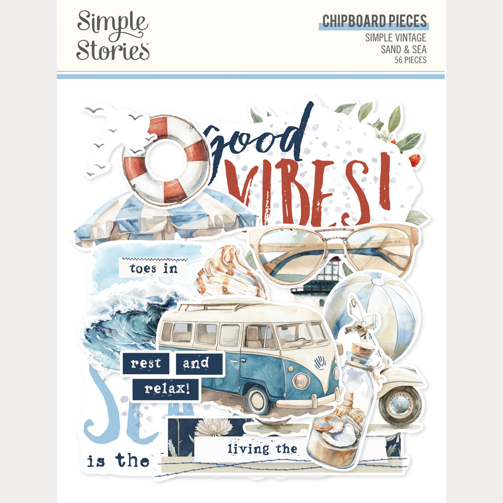 Simple Vintage Sand and Sea - Chipboard Pieces