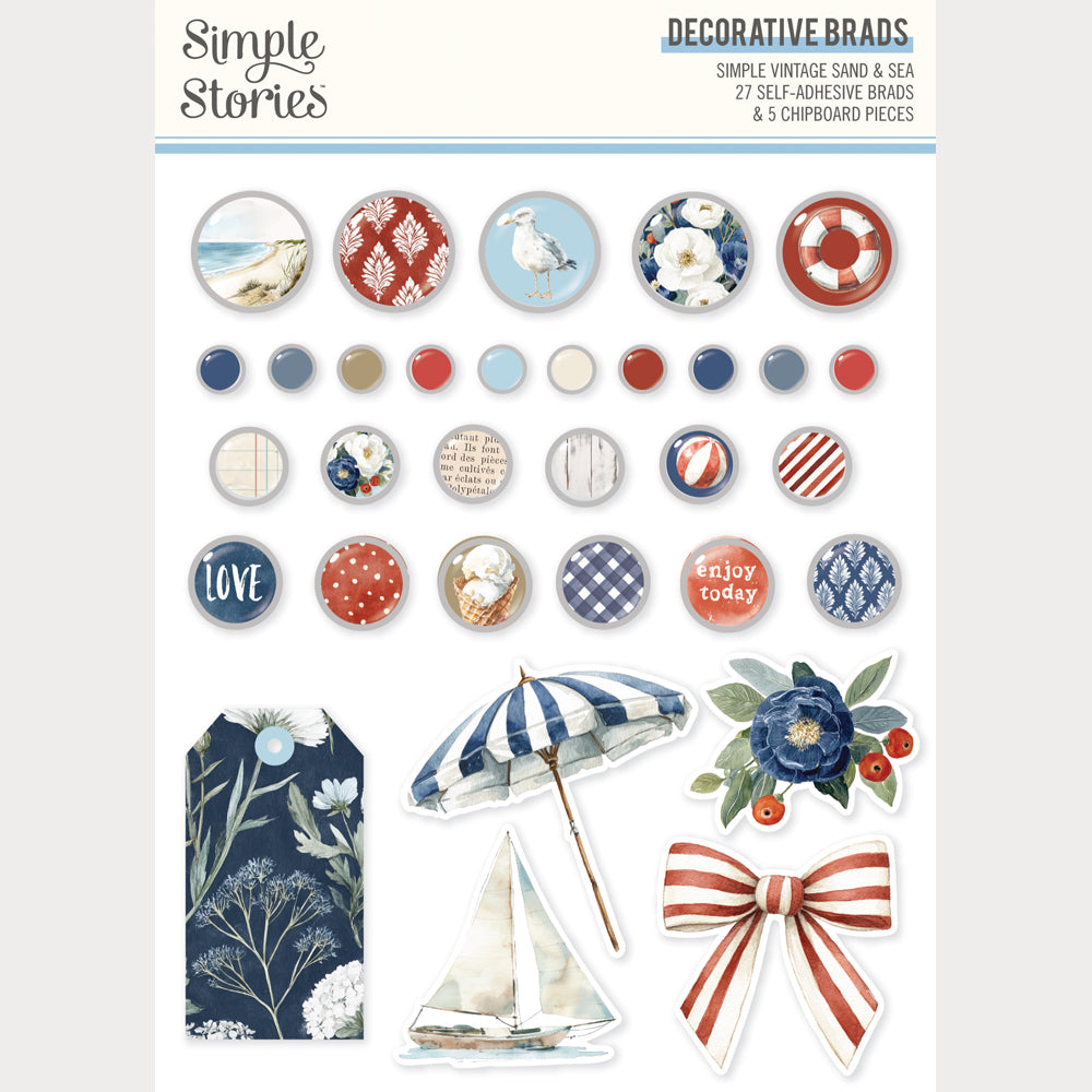 Simple Vintage Sand and Sea - Decorative Brads