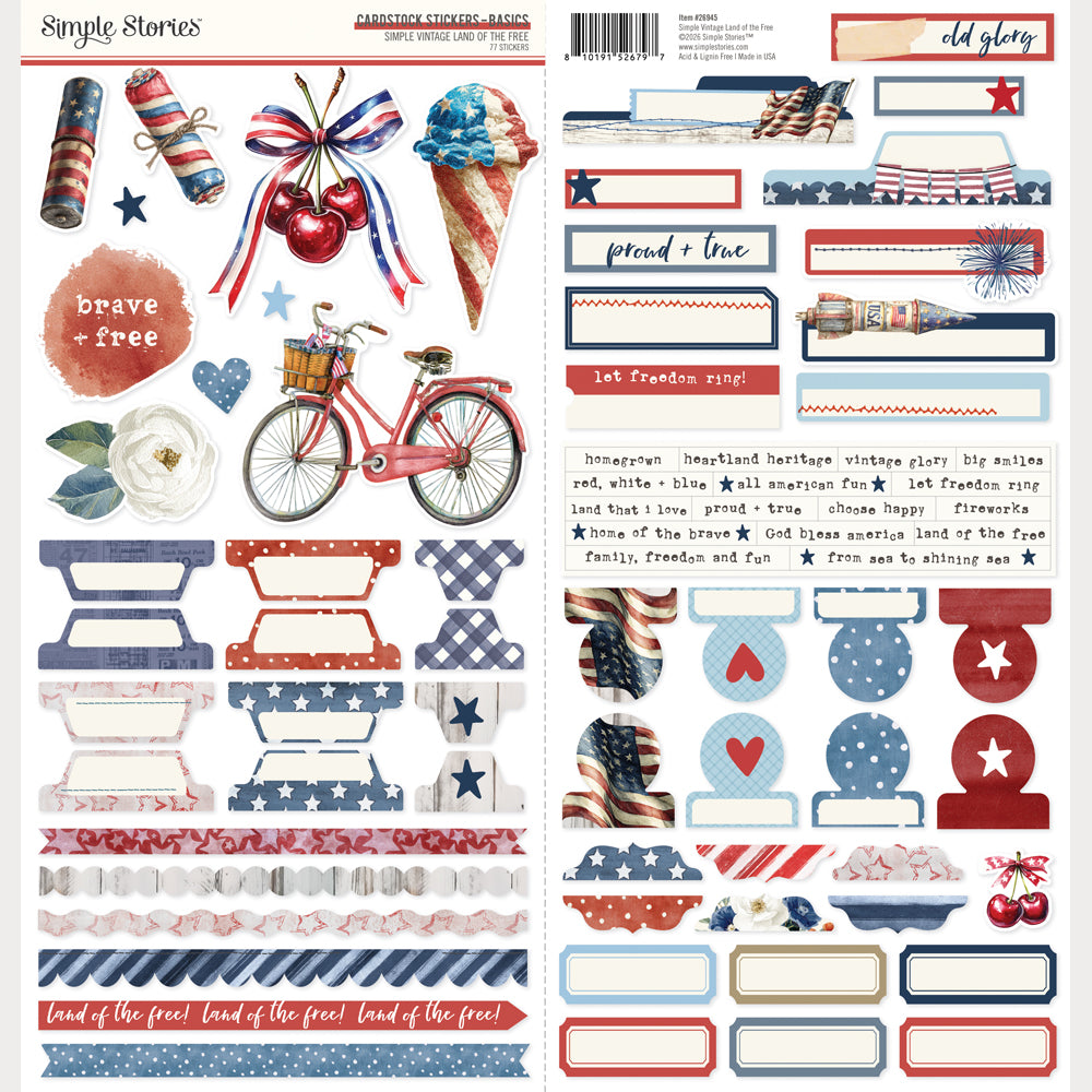 Simple Vintage Land of the Free - Cardstock Stickers Basics