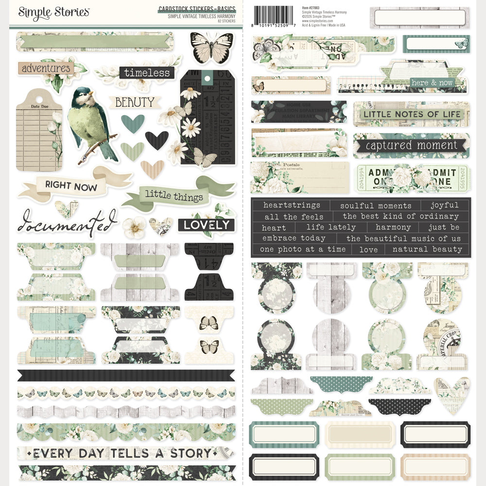Simple Vintage Timeless Harmony - Cardstock Stickers Basics