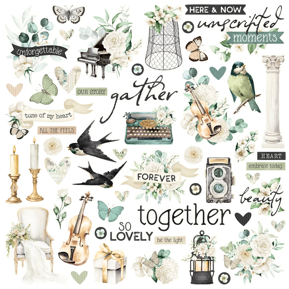 Simple Vintage Timeless Harmony - Chipboard Pieces