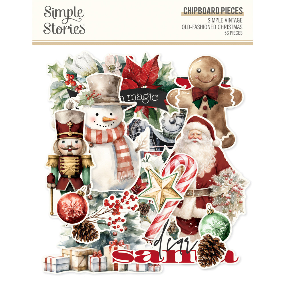 Simple Stories - Simple Vintage Old Fashioned Christmas Chipboard Pieces **PRE-ORDER**