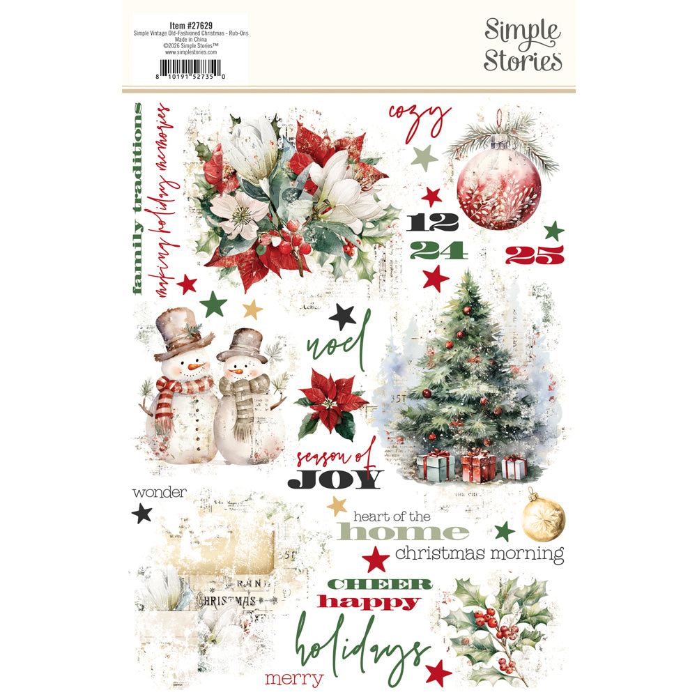 Simple Stories - Simple Vintage Old Fashioned Christmas Rub Ons **PRE-ORDER**