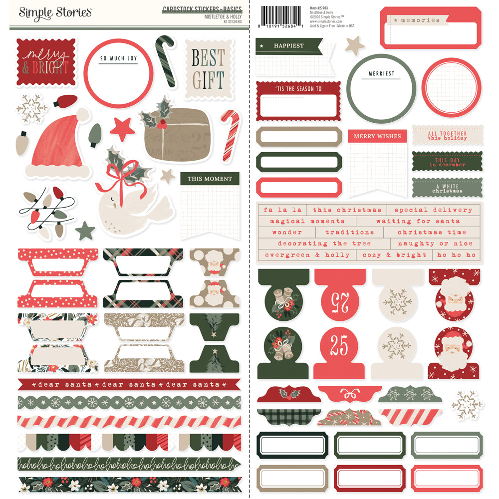 Simple Stories - Mistletoe & Holly Cardstock Stickers Basics **PRE-ORDER**