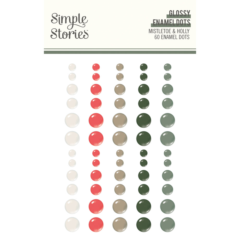 Simple Stories - Mistletoe & Holly Glossy Enamel Dots **PRE-ORDER**