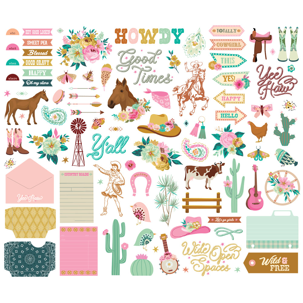 Simple Stories - Country Roads Cowgirl Bits & Pieces **Pre-Order**