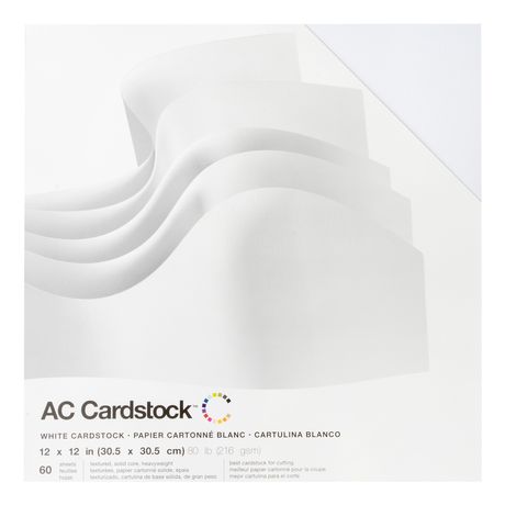 AC Textured Heavyweight 12x12" Cardstock 60/Pkg (White)