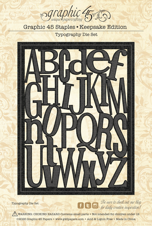 Graphic 45 Keepsake Kit with Exclusive Metal Die (Typography)