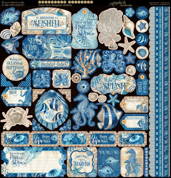 Graphic 45 Keepsake Kit with Exclusive Metal Die (Ocean Blue)