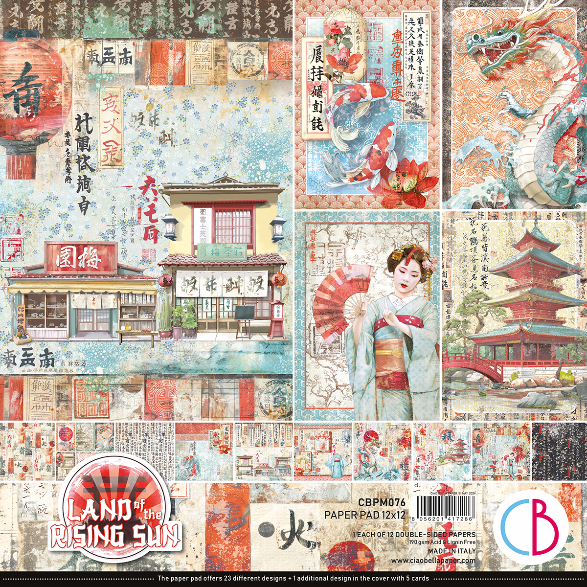 Ciao Bella Land of the Rising Sun Paper Pad 12"x12" 12/Pkg