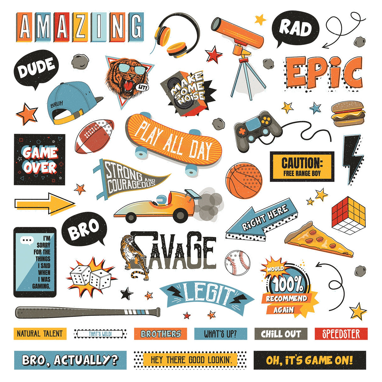 Bro's Amazing Stickers 12"X12"-Elements