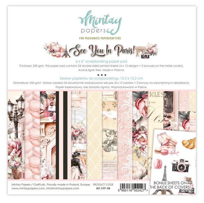 Mintay Papers - See You In Paris Collection - 6 x 6 Paper Pad