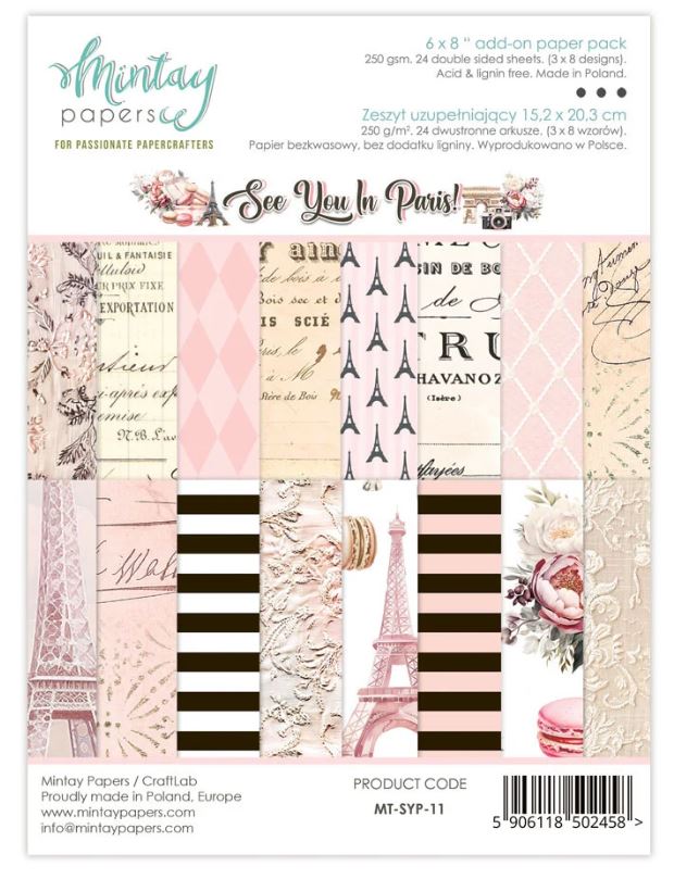Mintay Papers - See You In Paris Collection - 6 x 8 Paper Pad