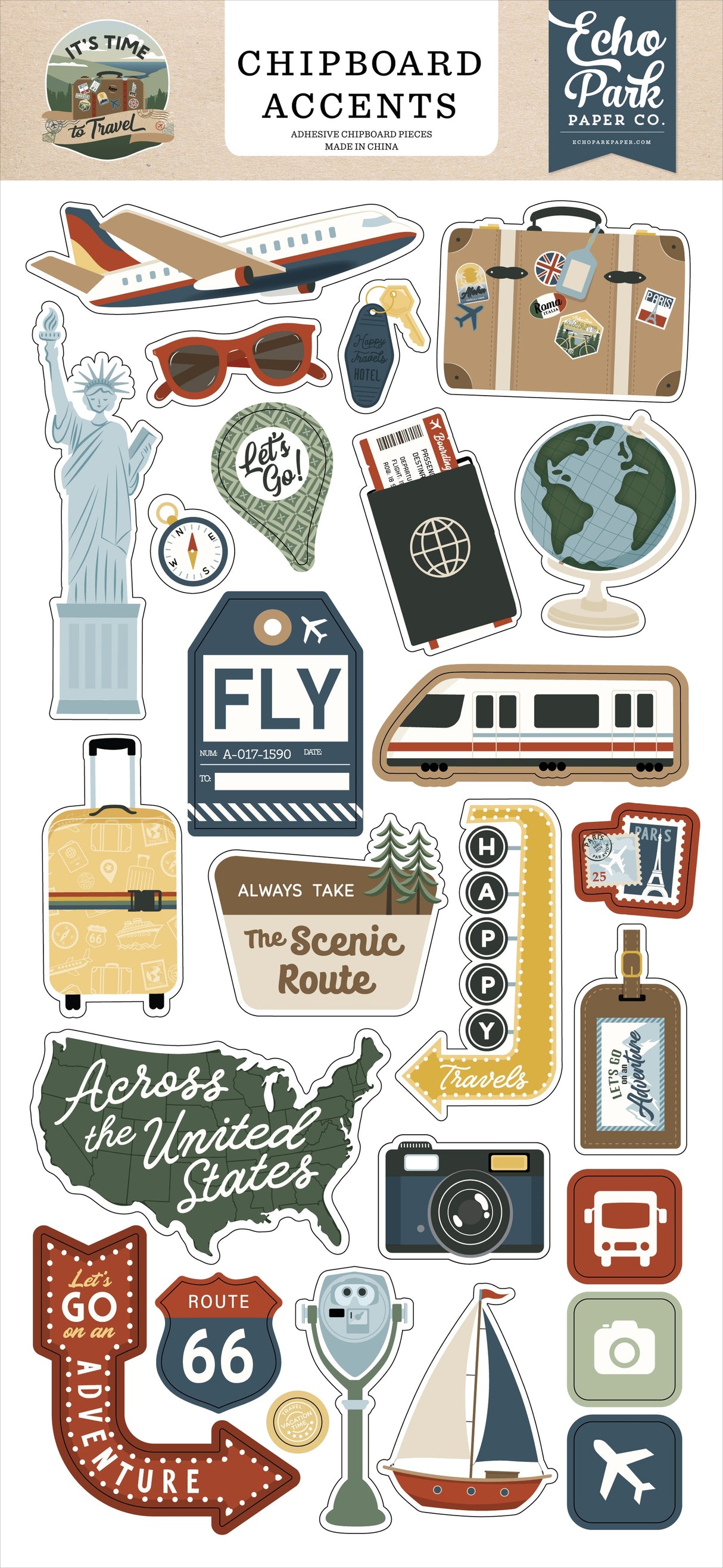 ITS TIME to TRAVEL - Chipboard Acccents