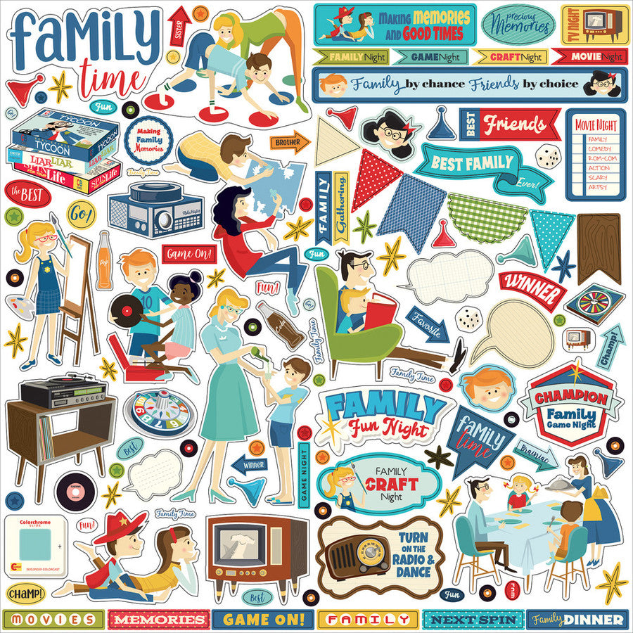 Family Night Element Sticker - 12 x 12 Cardstock Stickers