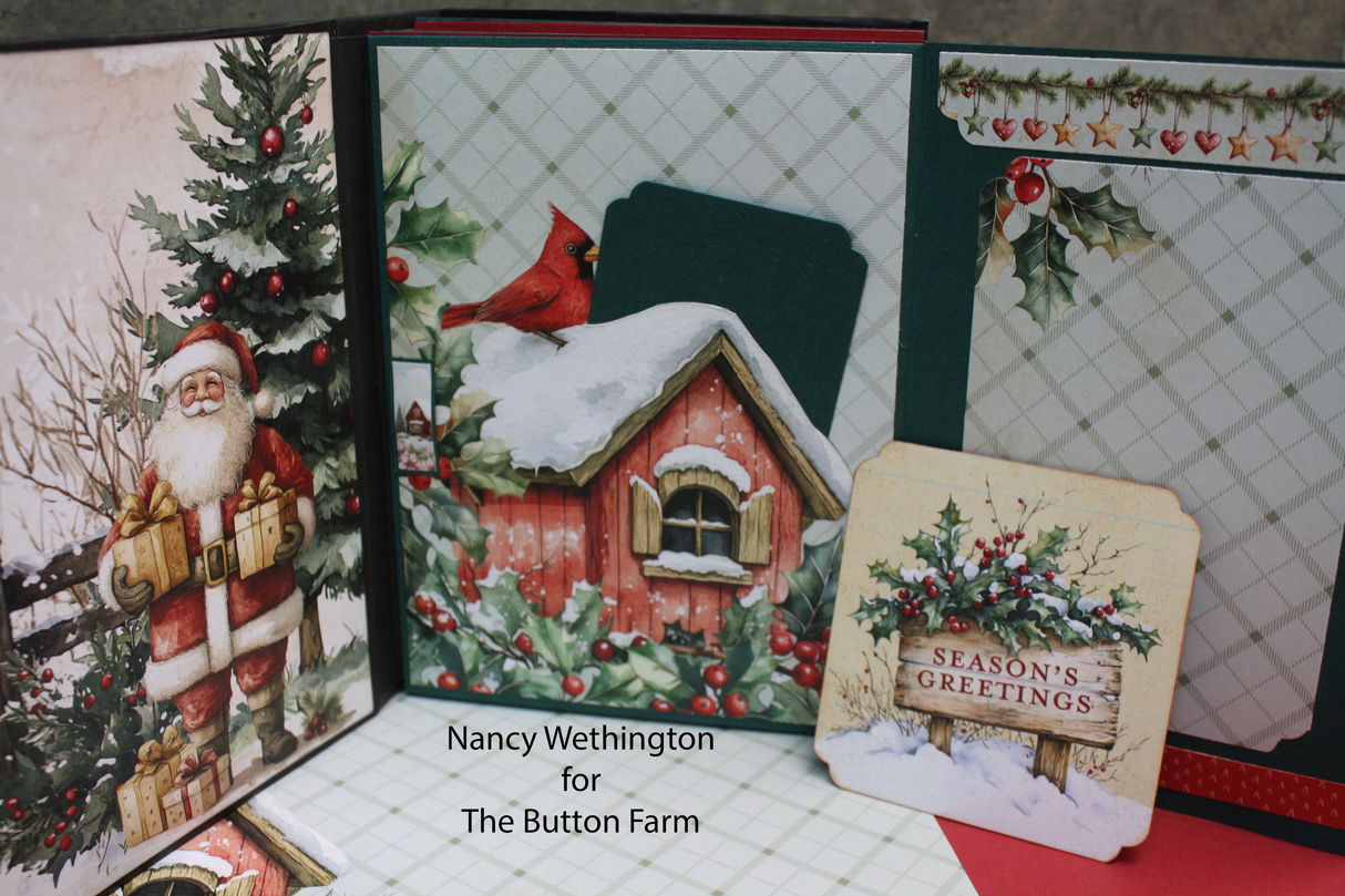 Paper Rose Christmas Tree Farm Mini-Book & Card Holder by Nancy Wethington