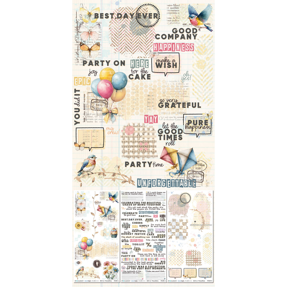 49 and Market 6 x12 Blendable Rub-on Transfer Set - Glimmer and Glee