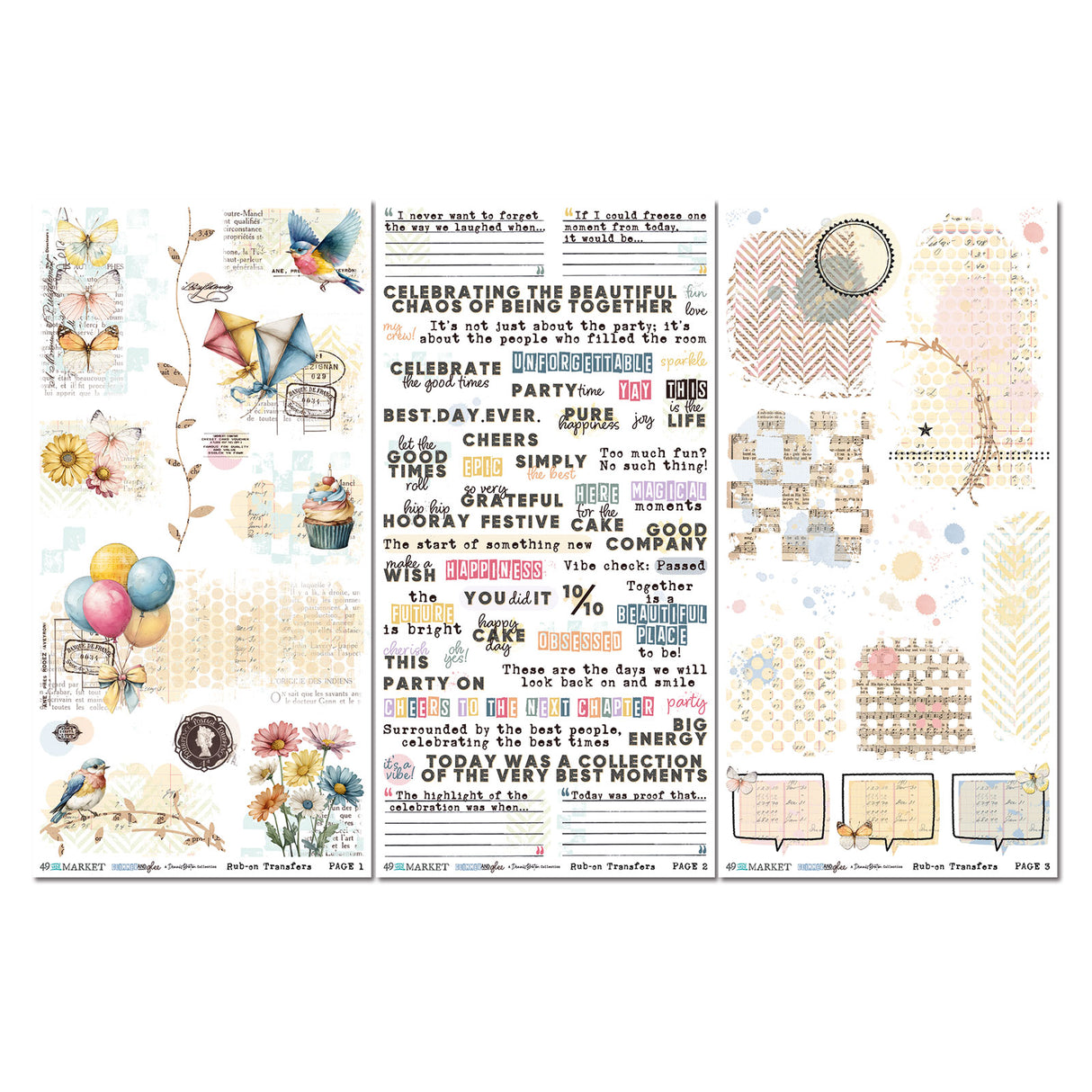 49 and Market 6 x12 Blendable Rub-on Transfer Set - Glimmer and Glee