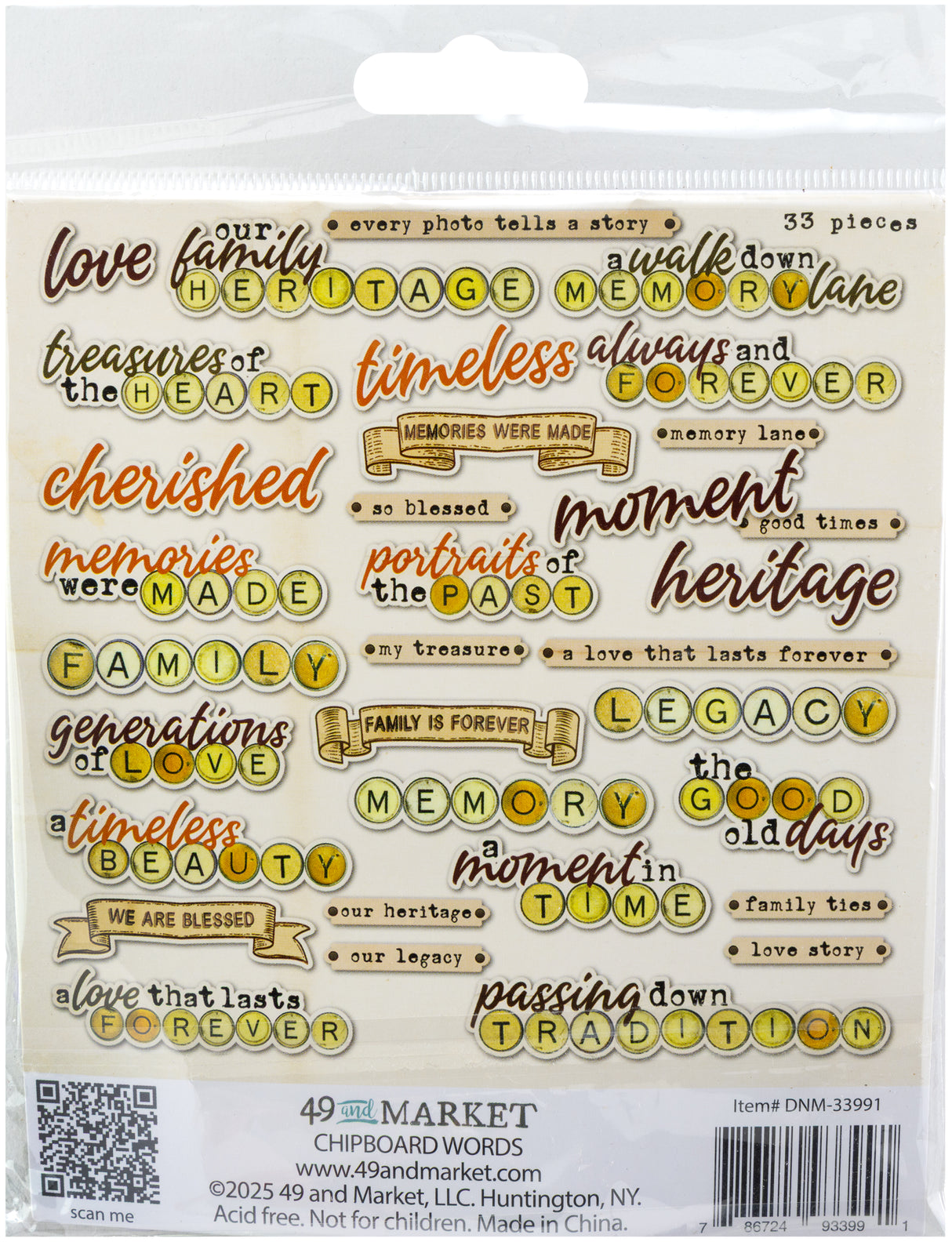 49 and Market Chipboard Words - Nostalgic Memories (Dennis Bruton)