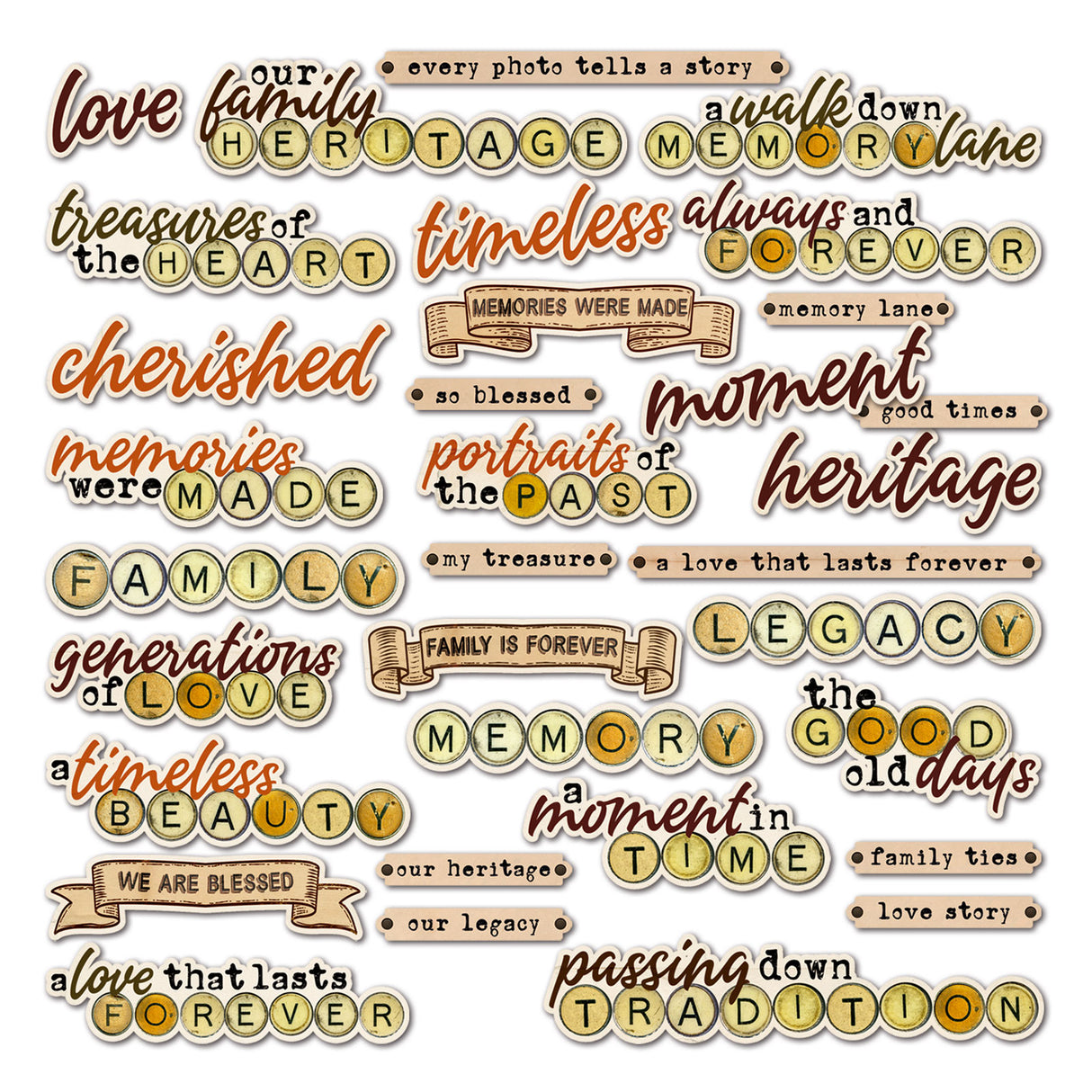 49 and Market Chipboard Words - Nostalgic Memories (Dennis Bruton)