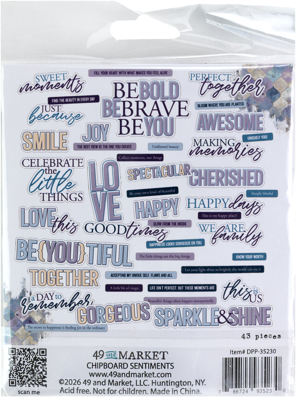 49 and Market Chipboard Sentiments - Plume & Petal