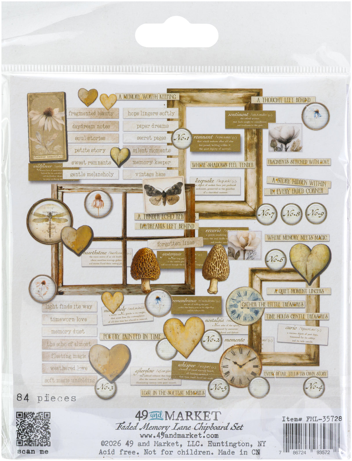 49 and Market Chipboard Set - Faded Memory Lane