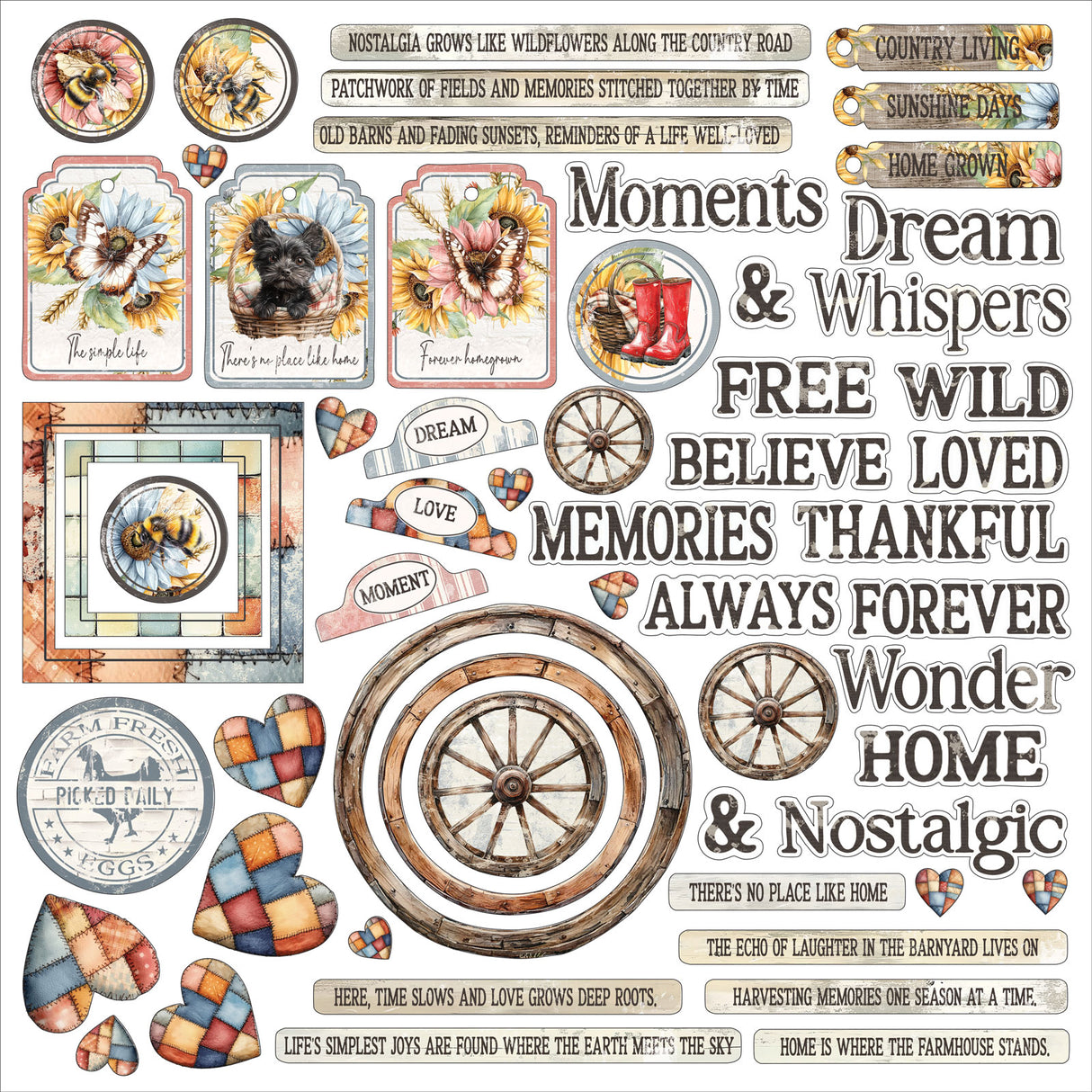 49 and Market Chipboard Assortment - Whispering Way (Joanne Bain)