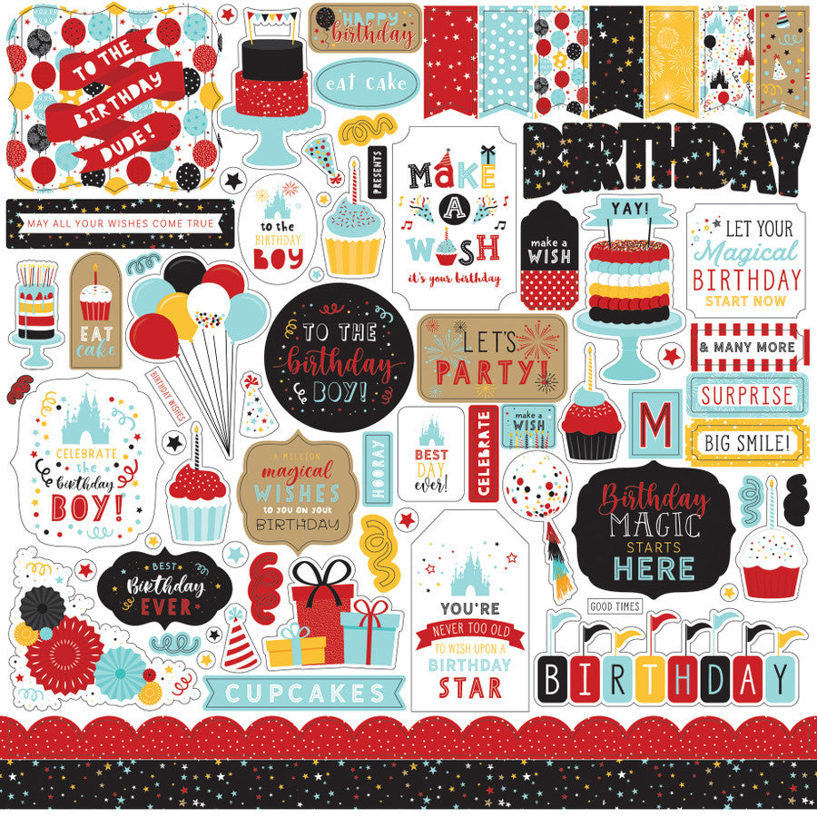 Magical Birthday Boy Element Sticker - 12 x 12 Cardstock Stickers