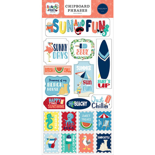 Beach Party Collection - Chipboard Phrases