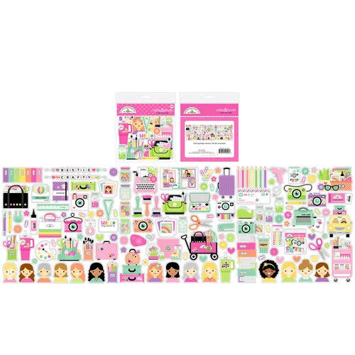 Doodlebug Design - Color Me Crafty Collection - Die Cut Cardstock Pieces - Odds And Ends