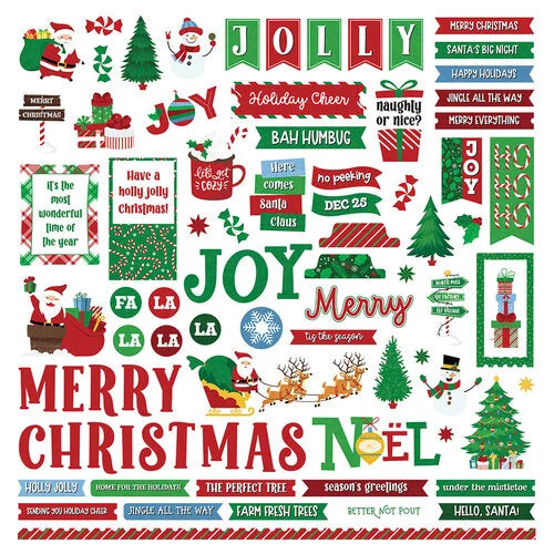 Santa Please Stop Here Collection - 12 x 12 Cardstock Stickers