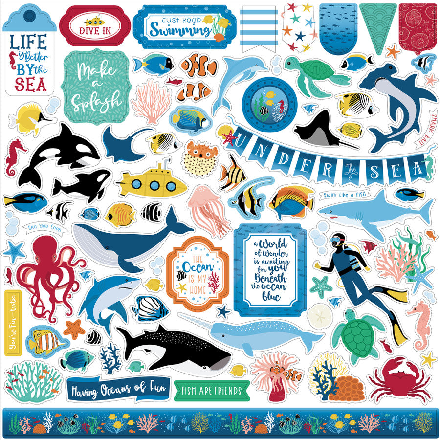 Sea Life Element Sticker - 12 x 12 Cardstock Stickers