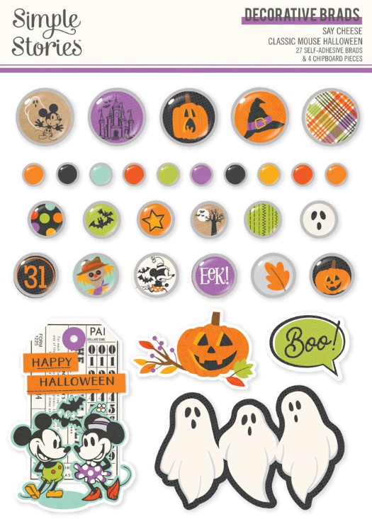 Simple Stories Say Cheese Classic Mouse Halloween Decorative Brads