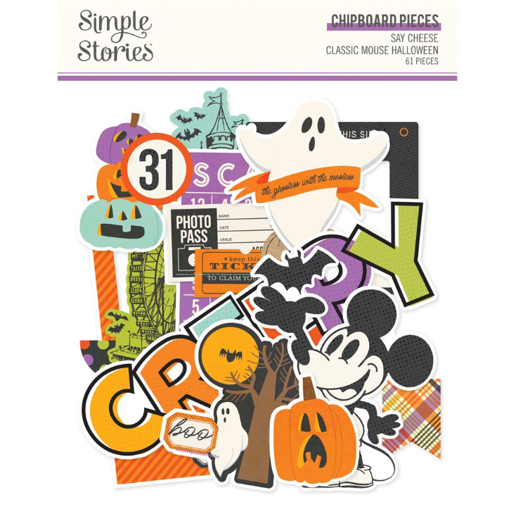 Simple Stories Say Cheese Classic Mouse Halloween Chipboard Pieces