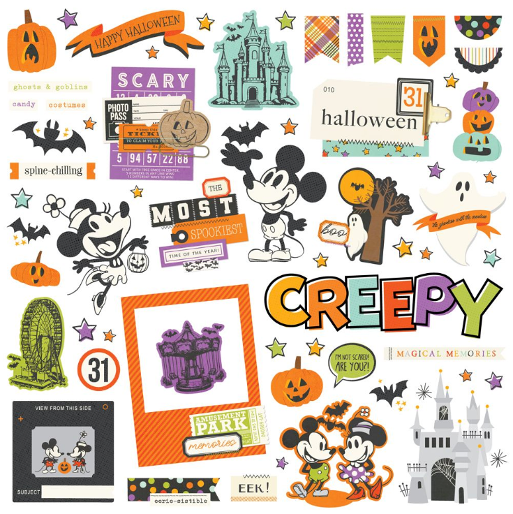 Simple Stories Say Cheese Classic Mouse Halloween Chipboard Pieces
