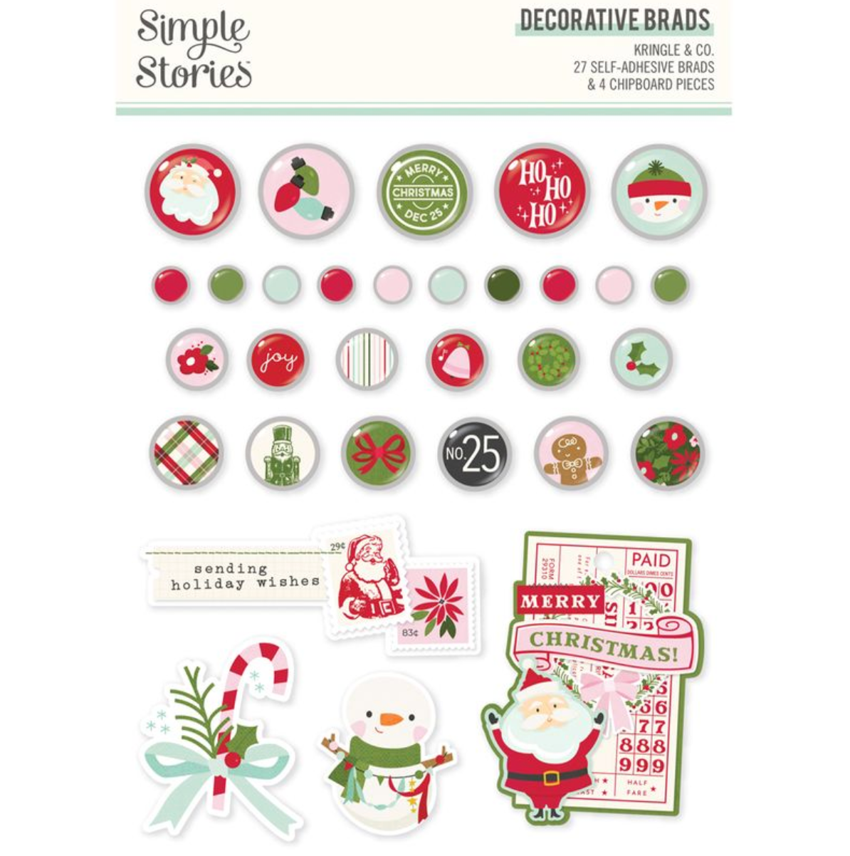 Simple Stories Kringle and Co Decorative Brads