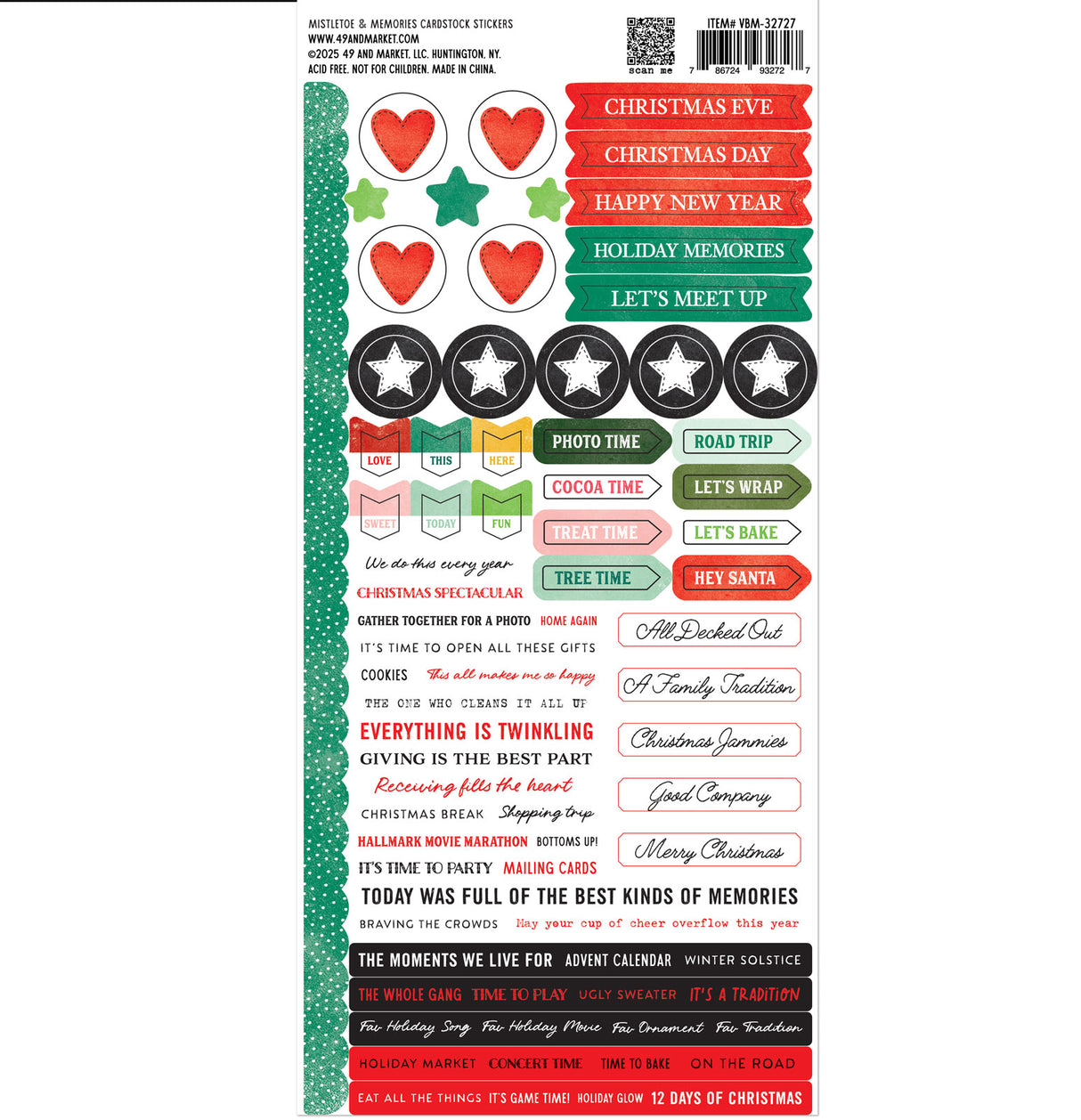 49 And Market Cardstock Stickers Mistletoe and Memories