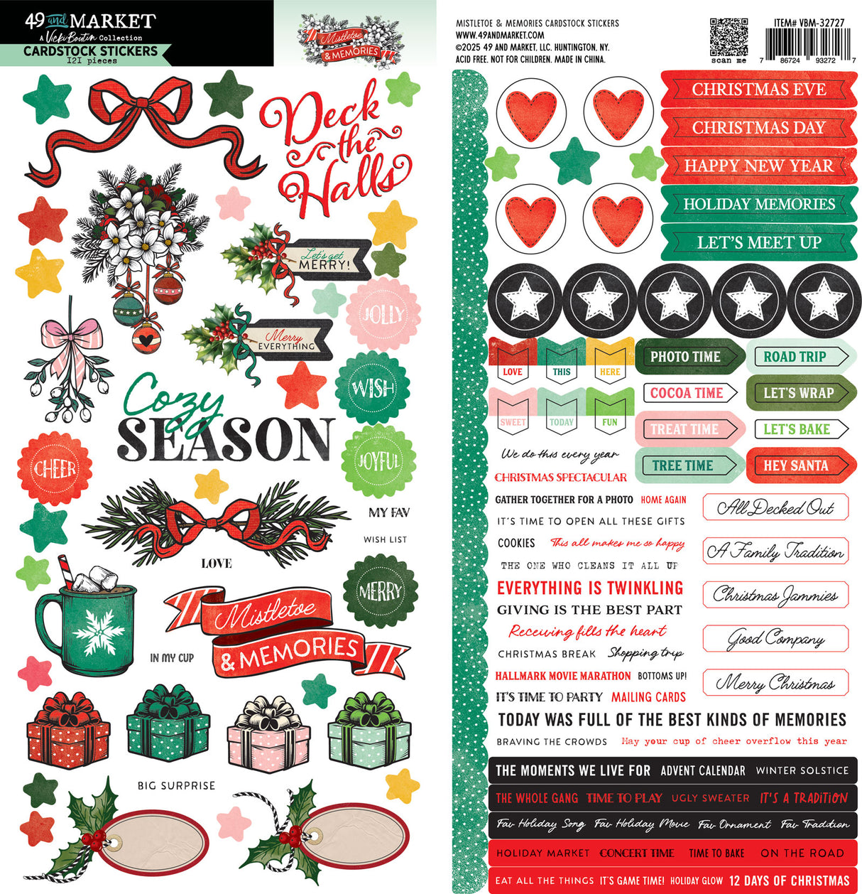 49 And Market Cardstock Stickers Mistletoe and Memories