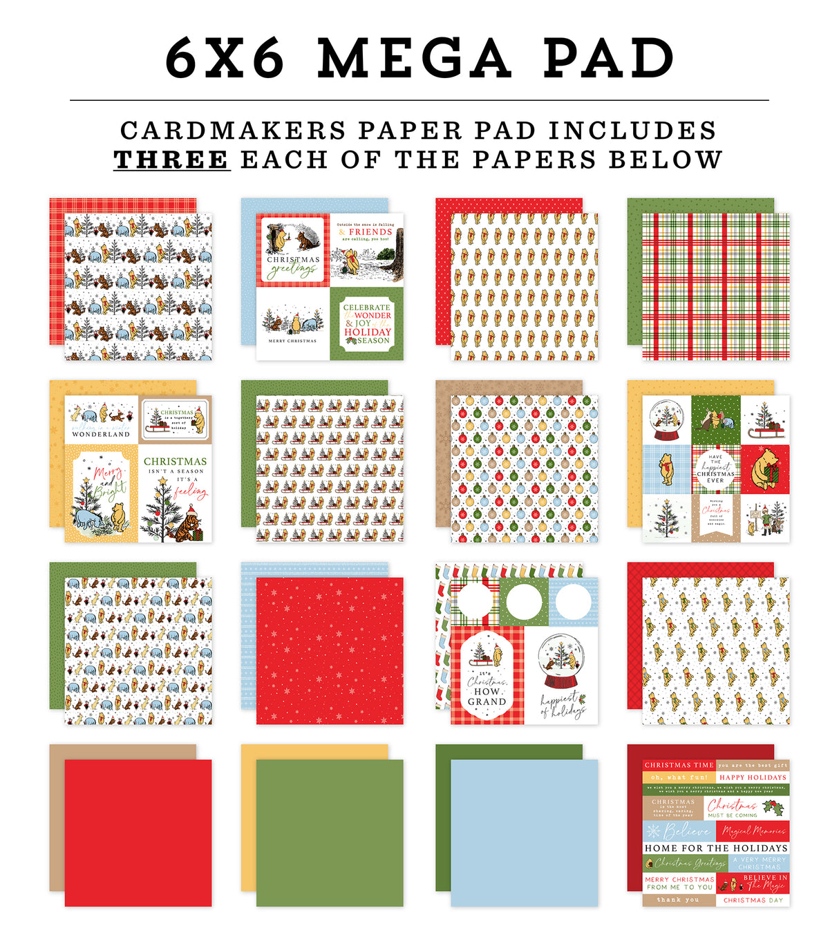 Winnie The Pooh Christmas Cardmakers 6X6 Mega Pad