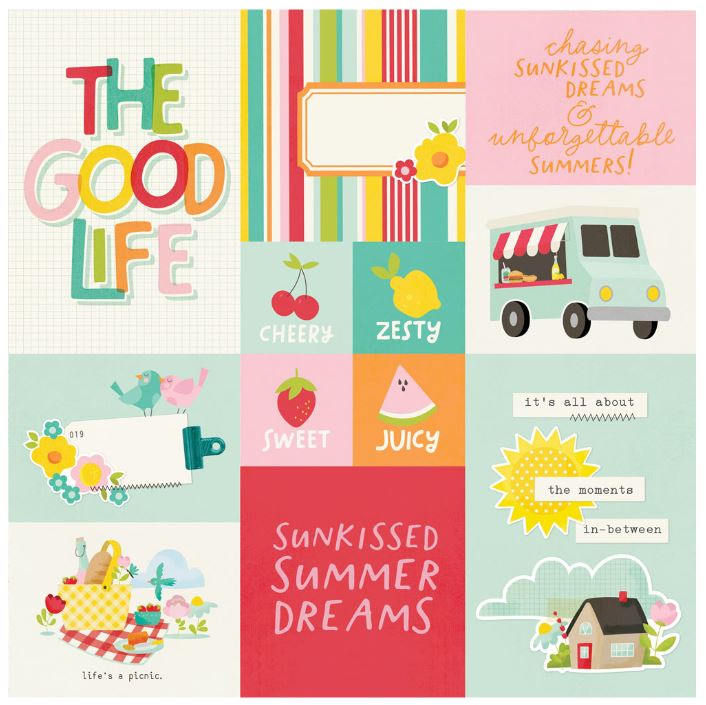 Simple Stories Sweet Summertime 12x12 Paper - Combo Elements